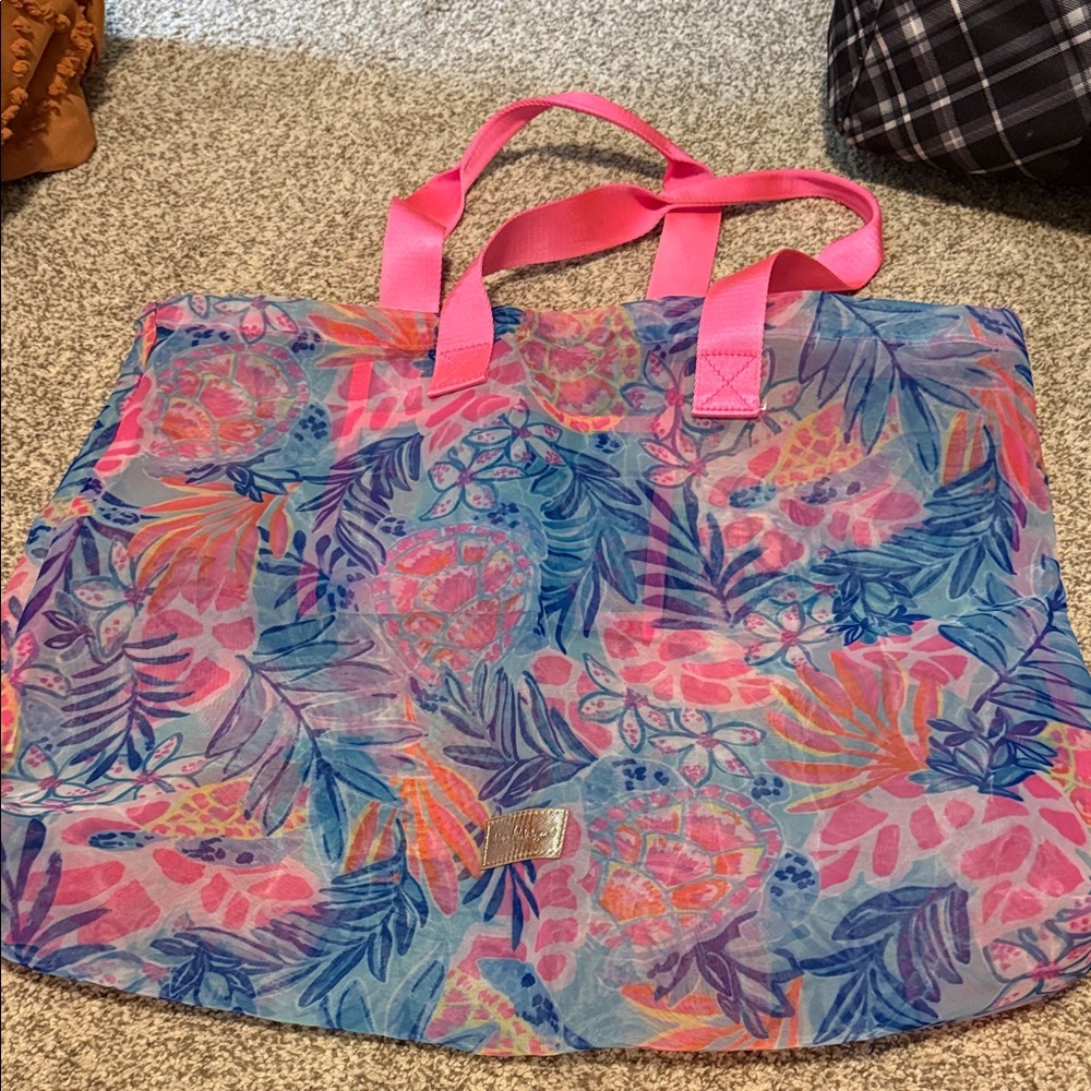 Lilly Pulitzer Tropical Pink and Blue Tote